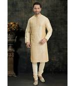 cream hand woven dupion silk kurta pajama