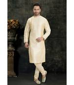 beige hand woven dupion silk kurta pajama