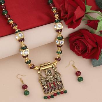 Elegant Traditional Necklace Set Multi Colour Pear Set For Women Girls 2