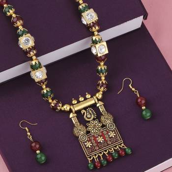 Elegant Traditional Necklace Set Multi Colour Pear Set For Women Girls 3