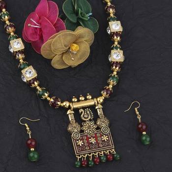 Elegant Traditional Necklace Set Multi Colour Pear Set For Women Girls 4