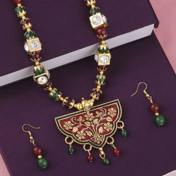Exclucive Traditional Necklace Set Multi Colour Pear Set For Women Girls 3