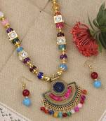 Amazing  Traditional Necklace Set Multi Colour Pear Set For Women Girls