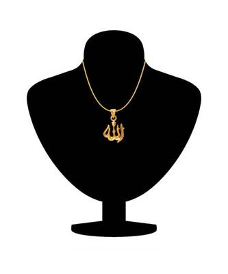 Allah Gold Plated Religious God Pendant With Chain For Men & Women 2
