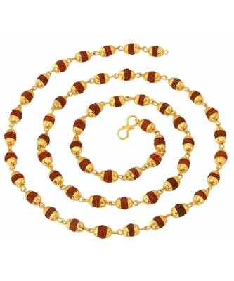 Gold Plated Rudraksh Mala Chain Long 24 Inches For Men 1