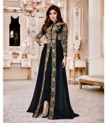 Royal Villa Black Embroidered Faux Georgette Salwar Semi Stitched