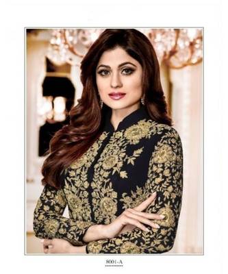 Royal Villa Black Embroidered Faux Georgette Salwar Semi Stitched 2