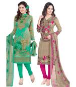 Multicolor Printed Synthetic Unstitched Salwar With Dupatta