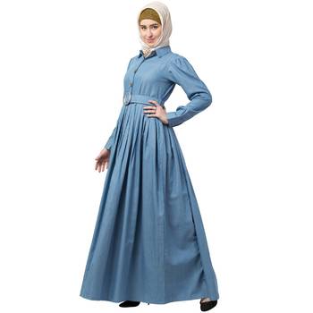 Blue Denim Fullsleeve Plain Abaya for Women 2