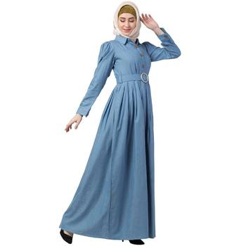 Blue Denim Fullsleeve Plain Abaya for Women 3