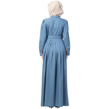 Blue Denim Fullsleeve Plain Abaya for Women 4