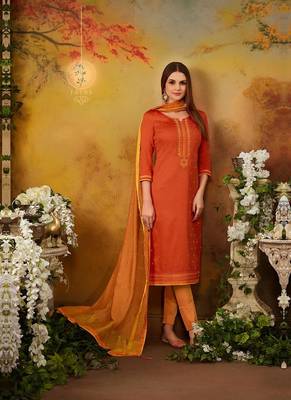 Orange embroidered cotton salwar 1