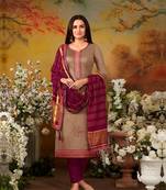Brown embroidered cotton salwar