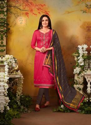 Pink embroidered cotton salwar 1