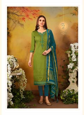 Green embroidered cotton salwar 1