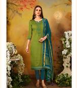 Green embroidered cotton salwar