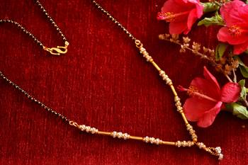  Designer diamond Studded classic Gold Plated Necklace Mangalsutra 2