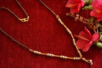  Designer diamond Studded classic Gold Plated Necklace Mangalsutra 3