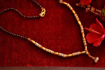 Designer diamond Studded classic Gold Plated Necklace Mangalsutra 1