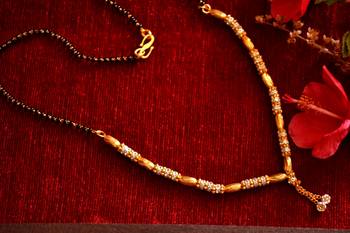 Designer diamond Studded classic Gold Plated Necklace Mangalsutra 2