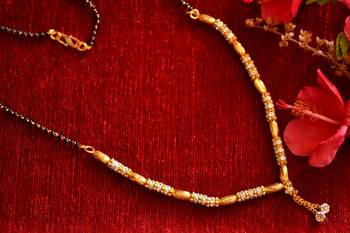 Designer diamond Studded classic Gold Plated Necklace Mangalsutra 4