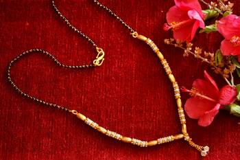 Designer diamond Studded classic Gold Plated Necklace Mangalsutra 5