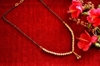 Designer diamond Studded classic Gold Plated Necklace Mangalsutra 2