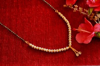 Designer diamond Studded classic Gold Plated Necklace Mangalsutra 3