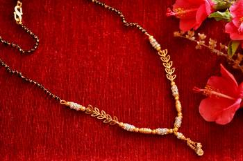 Designer diamond Studded classic Gold Plated Necklace Mangalsutra 4