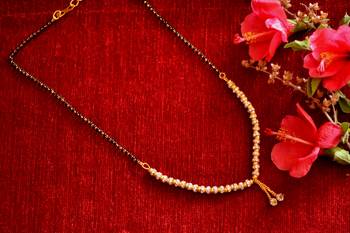 Designer diamond Studded classic Gold Plated Necklace Mangalsutra 1