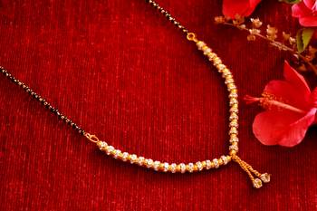 Designer diamond Studded classic Gold Plated Necklace Mangalsutra 2