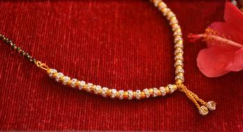 Designer diamond Studded classic Gold Plated Necklace Mangalsutra 3
