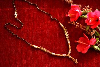 Designer diamond Studded classic Gold Plated Necklace Mangalsutra 5