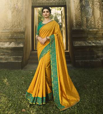 Mustard Embroidered Chiffon Saree 1