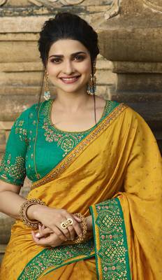Mustard Embroidered Chiffon Saree 2