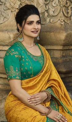 Mustard Embroidered Chiffon Saree 3