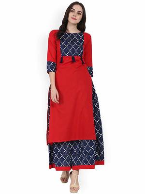Women's Cotton Designer Printed Kurtis with Skirts 1