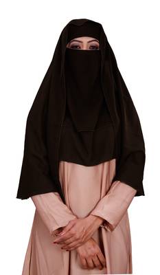 Plain 3 Layer Hijab Style Diamond Georgette Niqab Veil Scarf For Women 1