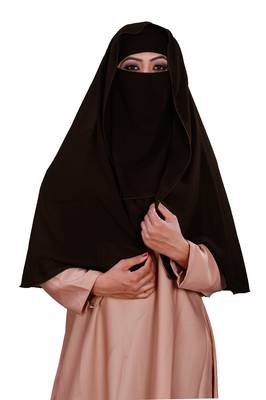 Plain 3 Layer Hijab Style Diamond Georgette Niqab Veil Scarf For Women 2