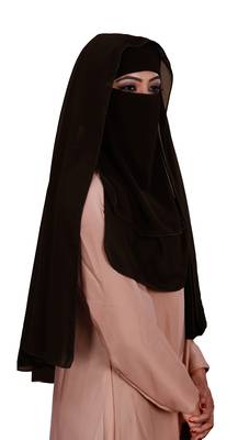 Plain 3 Layer Hijab Style Diamond Georgette Niqab Veil Scarf For Women 3