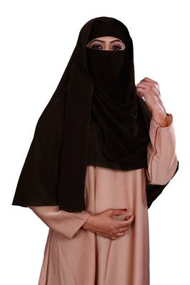 Plain 3 Layer Hijab Style Diamond Georgette Niqab Veil Scarf For Women 4