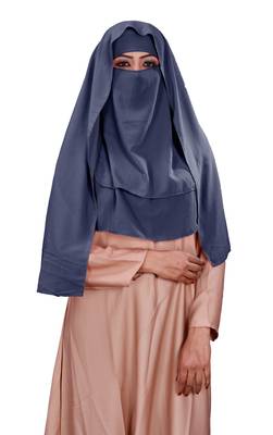 Plain 3 Layer Hijab Style Diamond Georgette Niqab Veil Scarf For Women 1