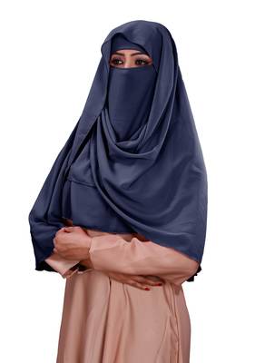 Plain 3 Layer Hijab Style Diamond Georgette Niqab Veil Scarf For Women 2