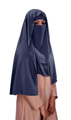 Plain 3 Layer Hijab Style Diamond Georgette Niqab Veil Scarf For Women 3