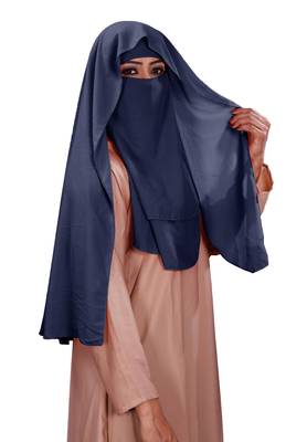 Plain 3 Layer Hijab Style Diamond Georgette Niqab Veil Scarf For Women 5