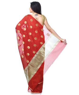 Maroon Women  Cotton Blend Zari Work Fancy Banarasi Saree 2