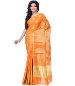 Orange Women  Cotton Blend Zari Work Fancy Banarasi Saree