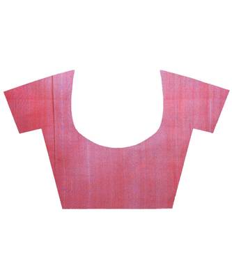 Red Women  Cotton Blend Zari Work Fancy Banarasi Saree 4