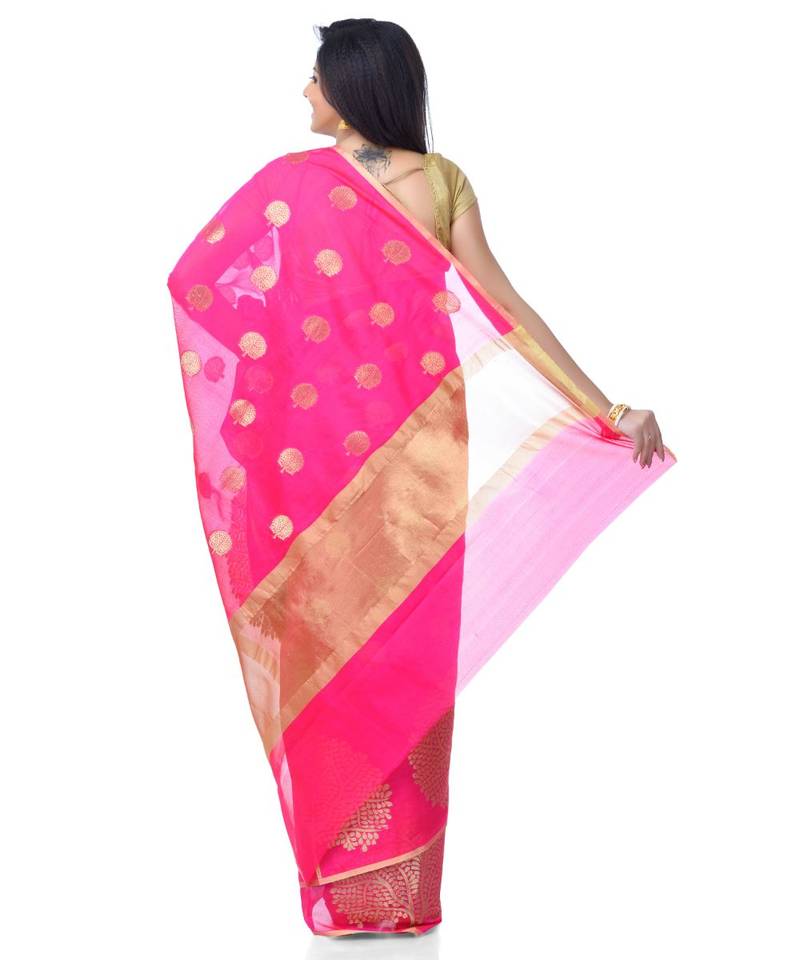 Light Pink Women  Cotton Blend Zari Work Fancy Banarasi Saree