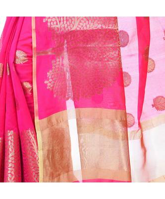 Light Pink Women  Cotton Blend Zari Work Fancy Banarasi Saree 3